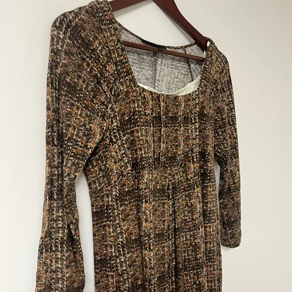 Max Mara Brown Textured Square Neck Sheath Dress with Slip - Size M - Picture 5 of 8